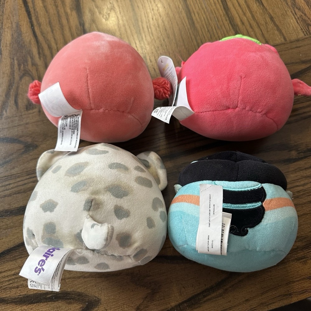 Squishmallows Lot Of 4 Plush 5" Flamingo Bat Leopard Cat Jasmine No‎ Tags - Picture 6 of 12